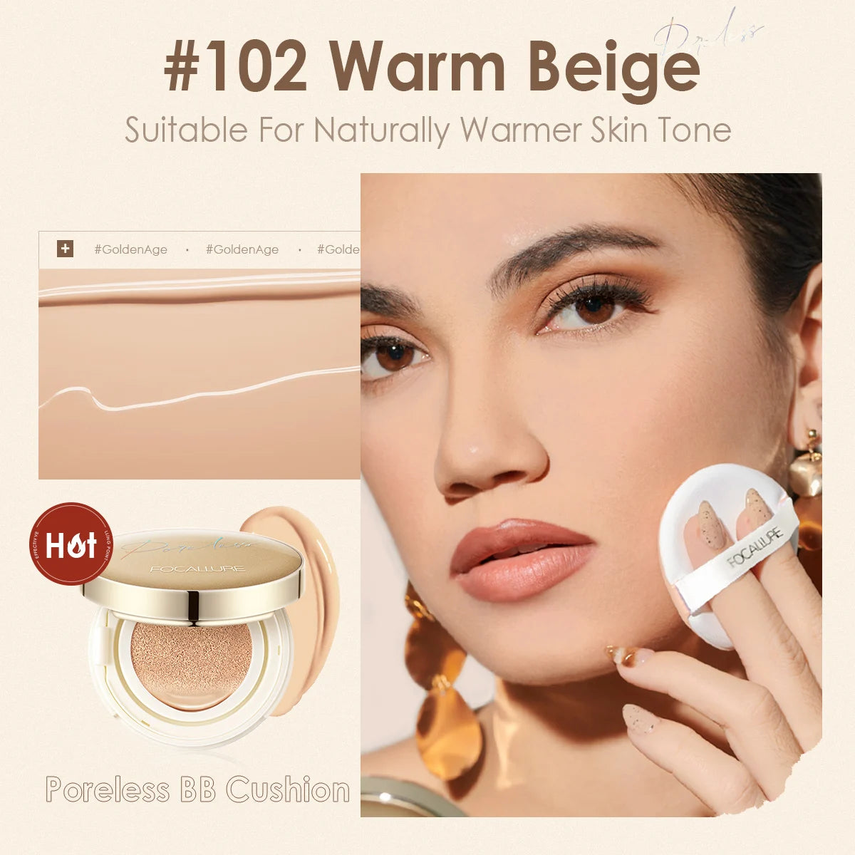 FOCALLURE Waterproof Matte Air Cushion Poreless BB＆CC Cream High Coverage Oil-control Soft Face Makeup Foundation Base Cosmetics
