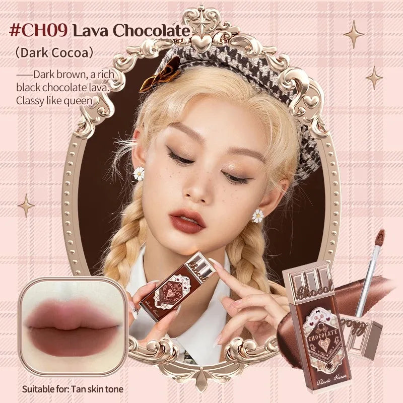 Flower Knows Chocolate Cloud Lip Cream Lightweight Matte Long Lasting Liquid Lipstick Makeup Lip Mud 4.5ml Waterproof
