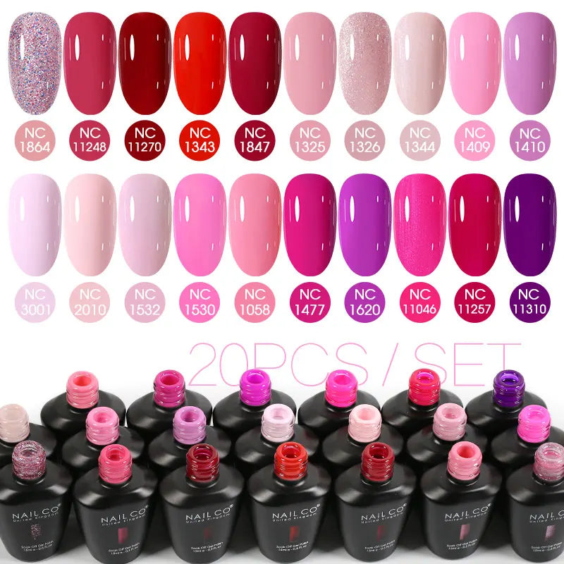 NAILCO 20/30Pcs Fluorescent Color Gel Nail Polish Set Semi Permanent UV LED Varnish Nail Art Design Soak Off Nail Gel Set 15ml