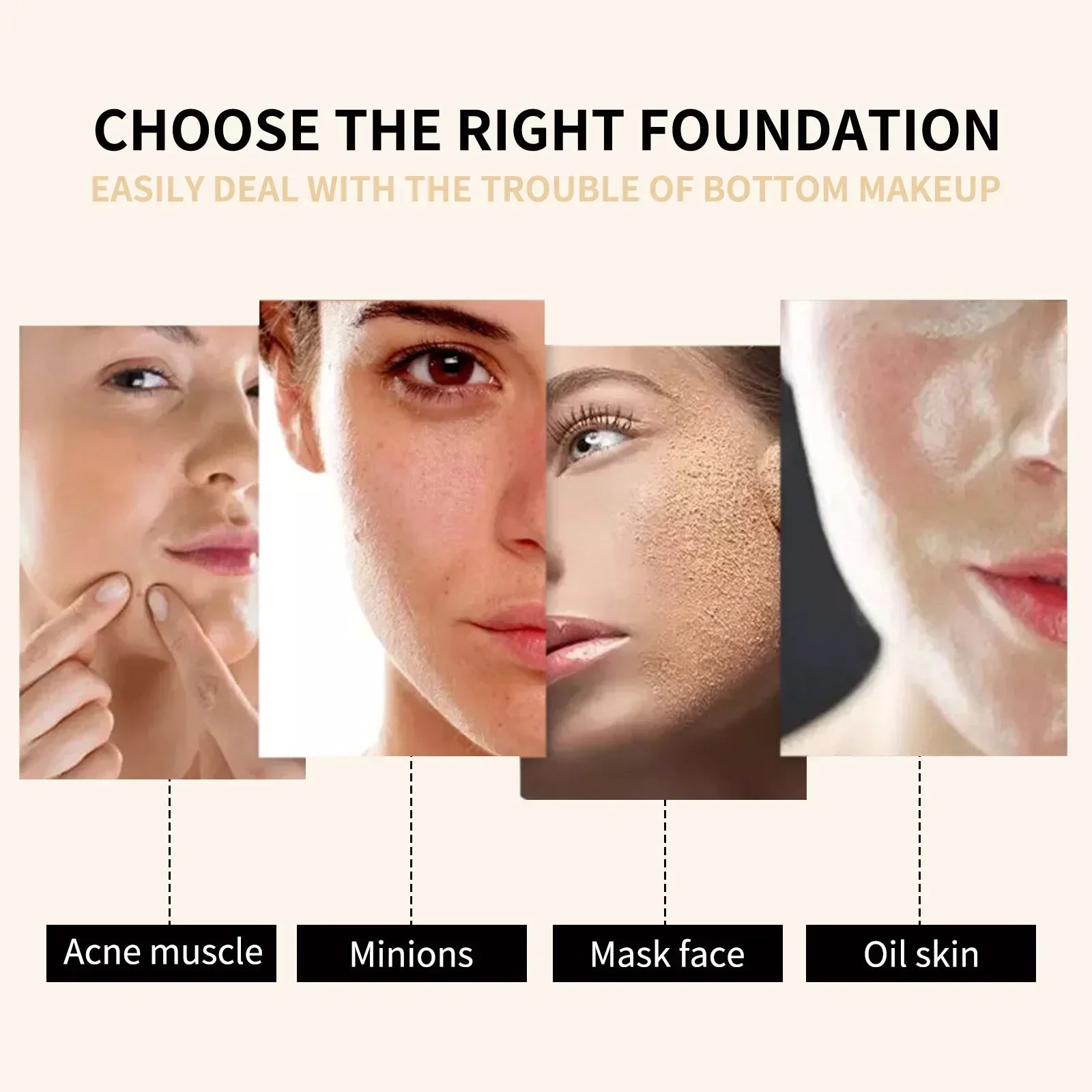 Liquid Foundation Waterproof Makeups High Coverage Concealer Long-lasting Cover Dark Circle Brighten Matte Moisturizing BB Cream