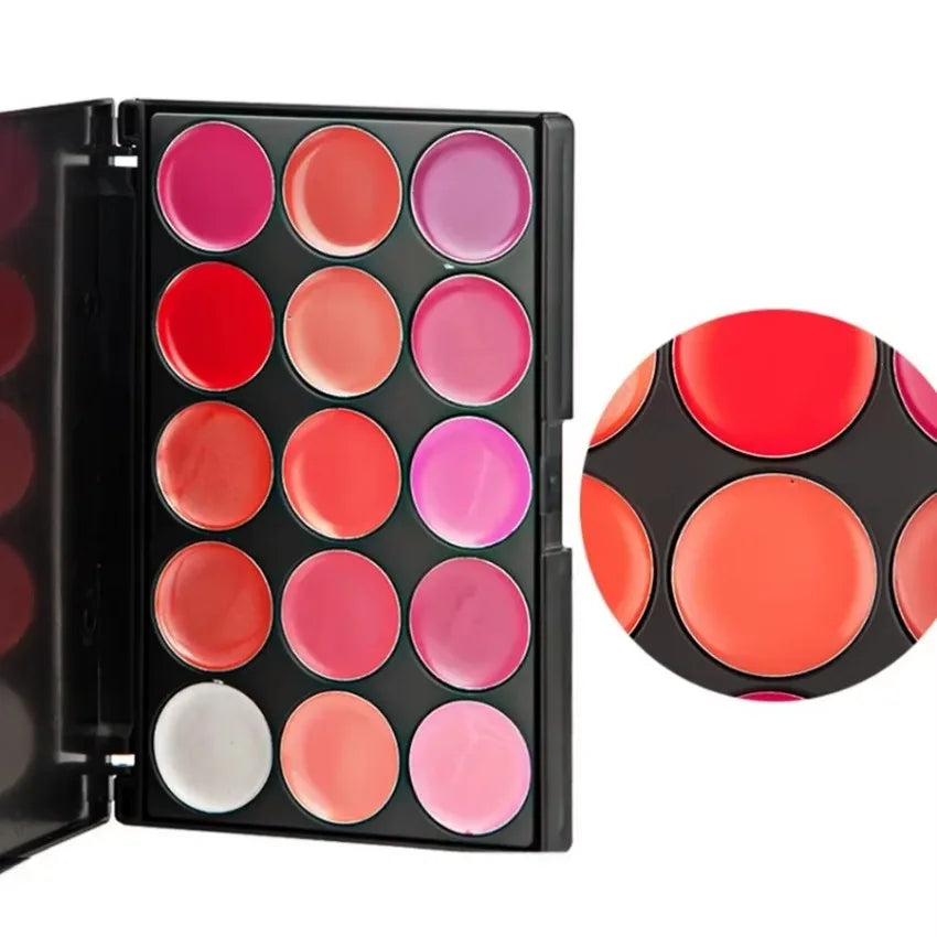 Private Label Non-fading 15-colors Lipstick Cream Palette Waterproof Moisturizing Hydrating Easy To Colored Lipstick Makeup Bulk