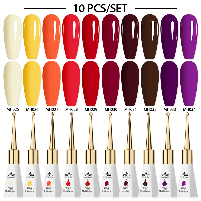 MTSSII 10Pcs/Set 10ml Glass Bottle Gel Nail Polish Nail Supplies Pink Nude Milky White UV Gel LED Nail Art Varnish For Nails