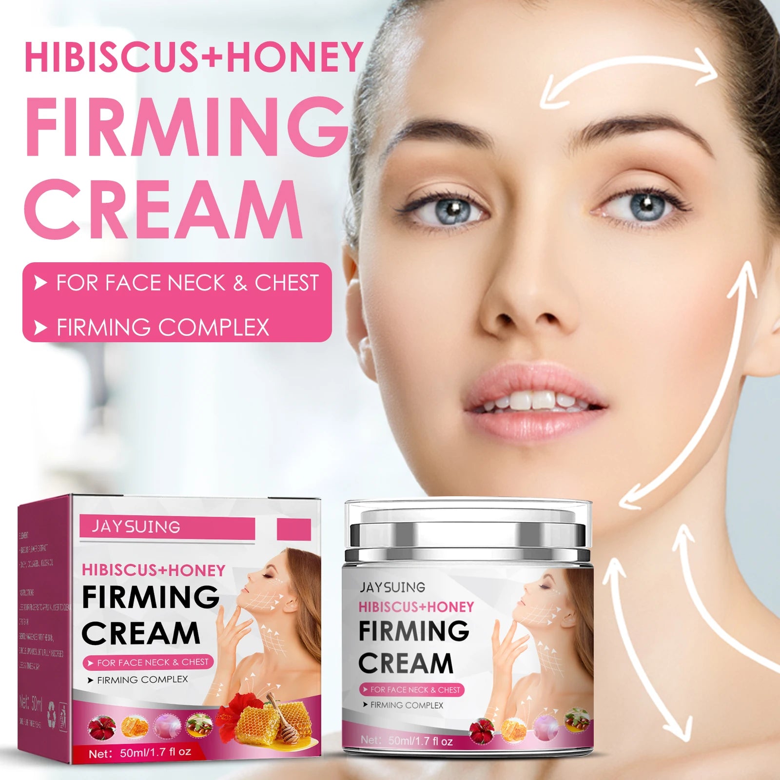 Hibiscus Honey Firming Cream fading fine lines, neck lines, Tightening and moisturizing skin, facial and neck massage crea