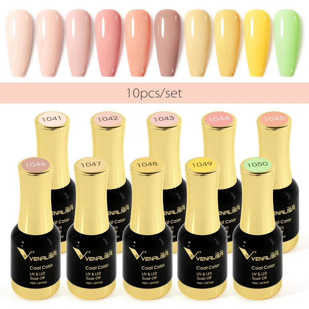 Venalisa Jelly Pink Kit 12ml Gel Nail Polish Full Coverage Platinum Pigment Fall Color Gorgeous Color Soak Off UV LEDGel Varnish