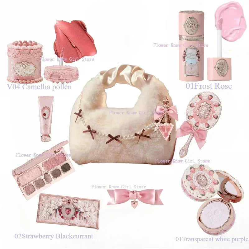 Flower Know Strawberry Cupid Makeup Gif Box Eyeshadow Liquid Cheeks Red Lips Clay Powder 9pcs/ set