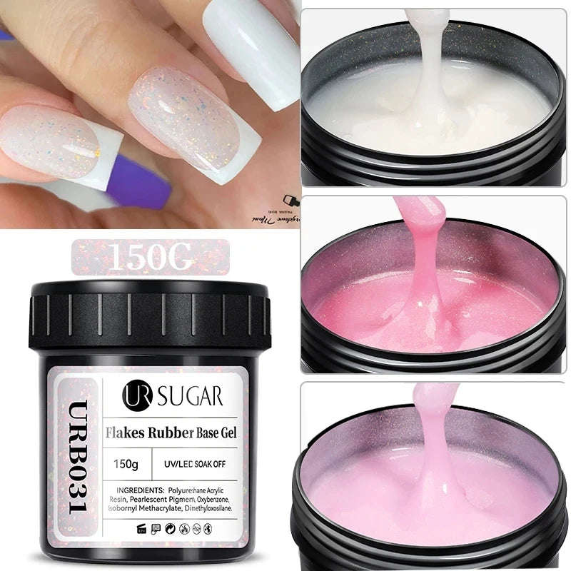UR SUGAR 150g Rubber Base Gel Nail Polish Sparking Aurora Glitter Rubber Varnish Soak Off Semi permanent UV LED Gel Manicure