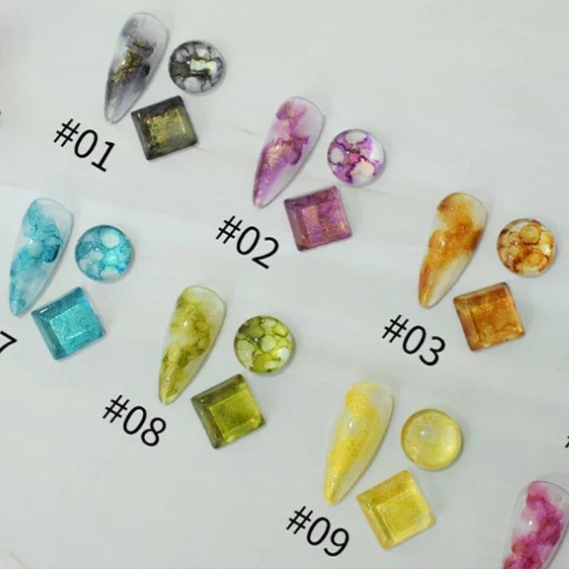 12Pcs 12ml Glitter Blooming Nail Gel Polish Marble Watercolor Ink Nail Design Smudge Spreading Air-drying Manicure Painting Gel