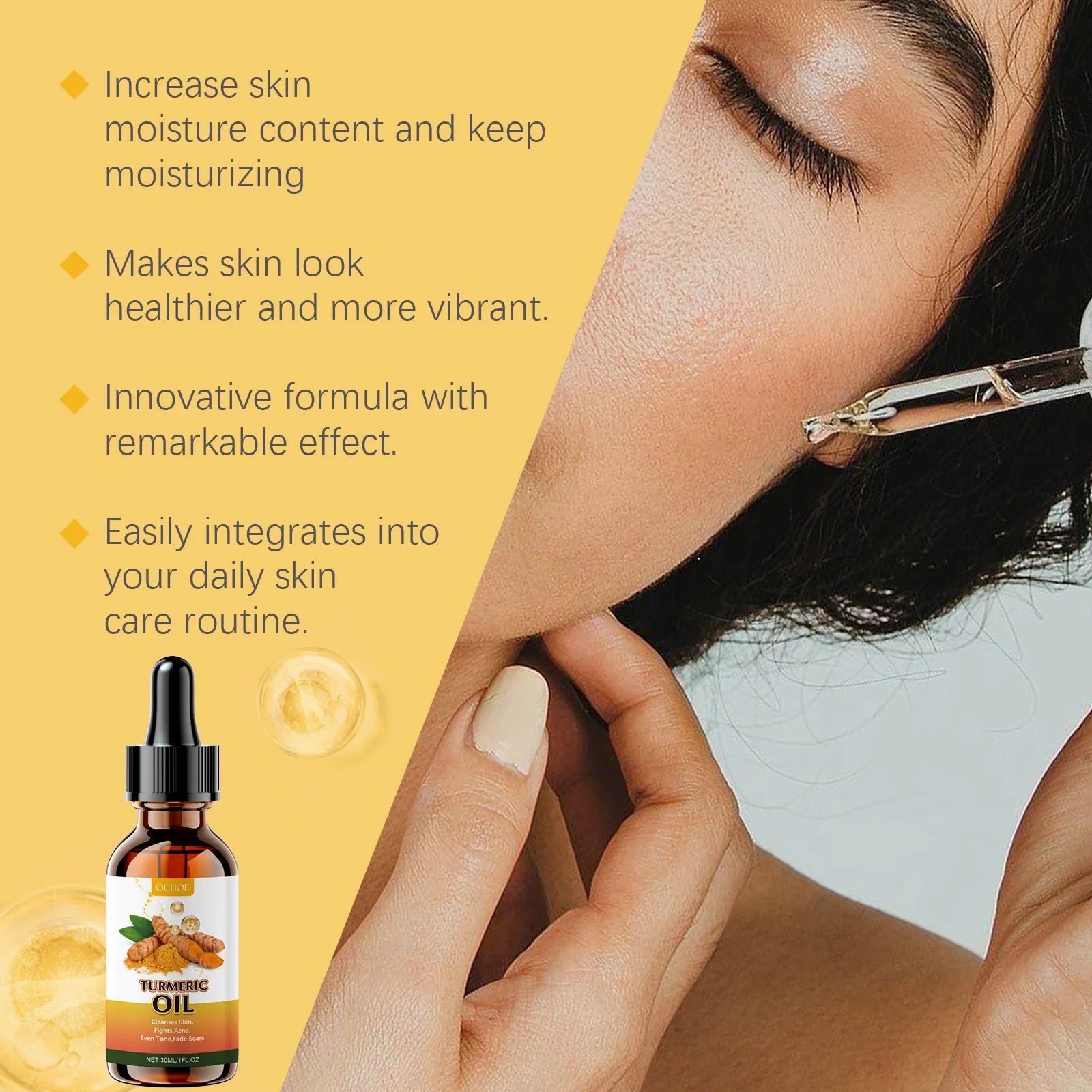 Turmeric Face Cleansing Oil Lightening Acne Remover Blackhead Oil Control Cleanser Shrink Pores Brighten Moisturizing Skin Care