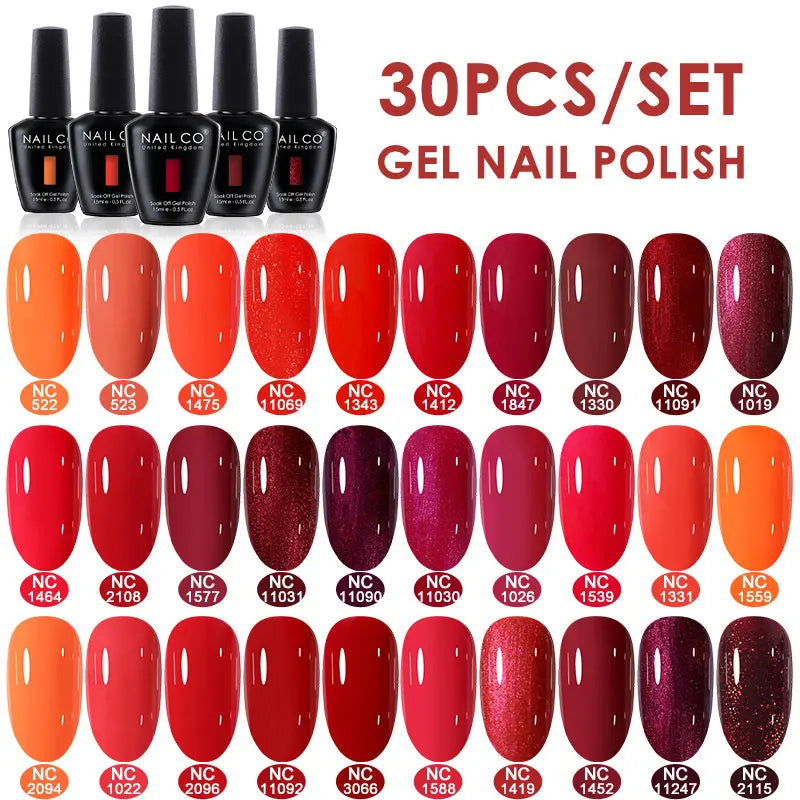 NAILCO 20/30Pcs Fluorescent Color Gel Nail Polish Set Semi Permanent UV LED Varnish Nail Art Design Soak Off Nail Gel Set 15ml