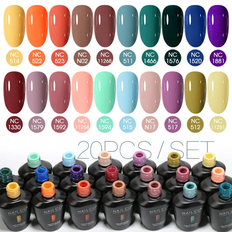 NAILCO 20/30Pcs Fluorescent Color Gel Nail Polish Set Semi Permanent UV LED Varnish Nail Art Design Soak Off Nail Gel Set 15ml