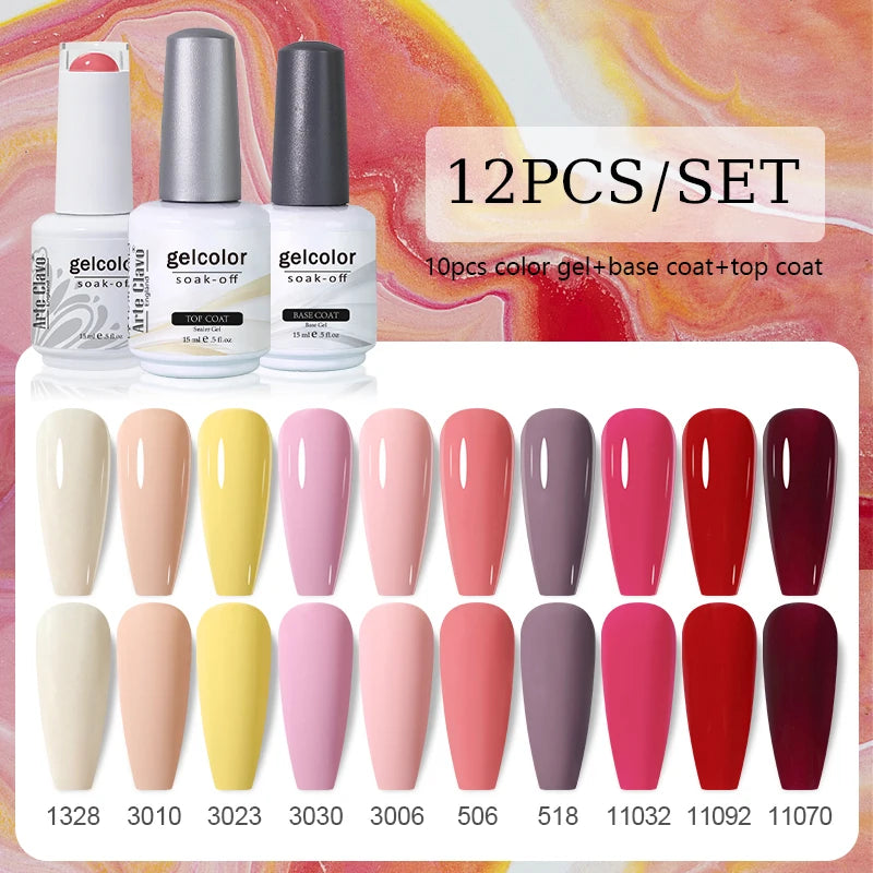 Arte Clavo 10/12/20pcs Gel Nail Polish Set 116 Colors Manicure Semi Permanent Soak Off UV  LED Design Nail Art Gel Varnish Kit