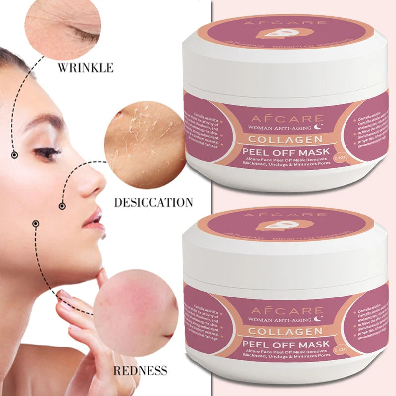 Collagen Peel Off Mask Wrapping Mask Moisturizing Frim Brightening Korean Make Glowy Skin Elasticity Anti Wrinkle Facial Mask