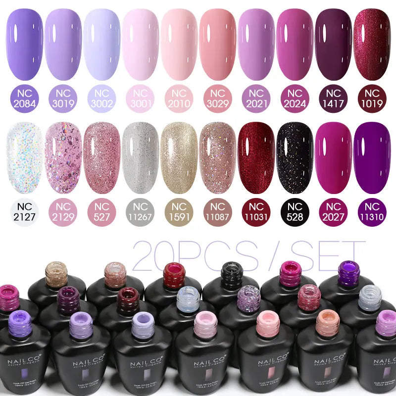 NAILCO 20/30Pcs Fluorescent Color Gel Nail Polish Set Semi Permanent UV LED Varnish Nail Art Design Soak Off Nail Gel Set 15ml