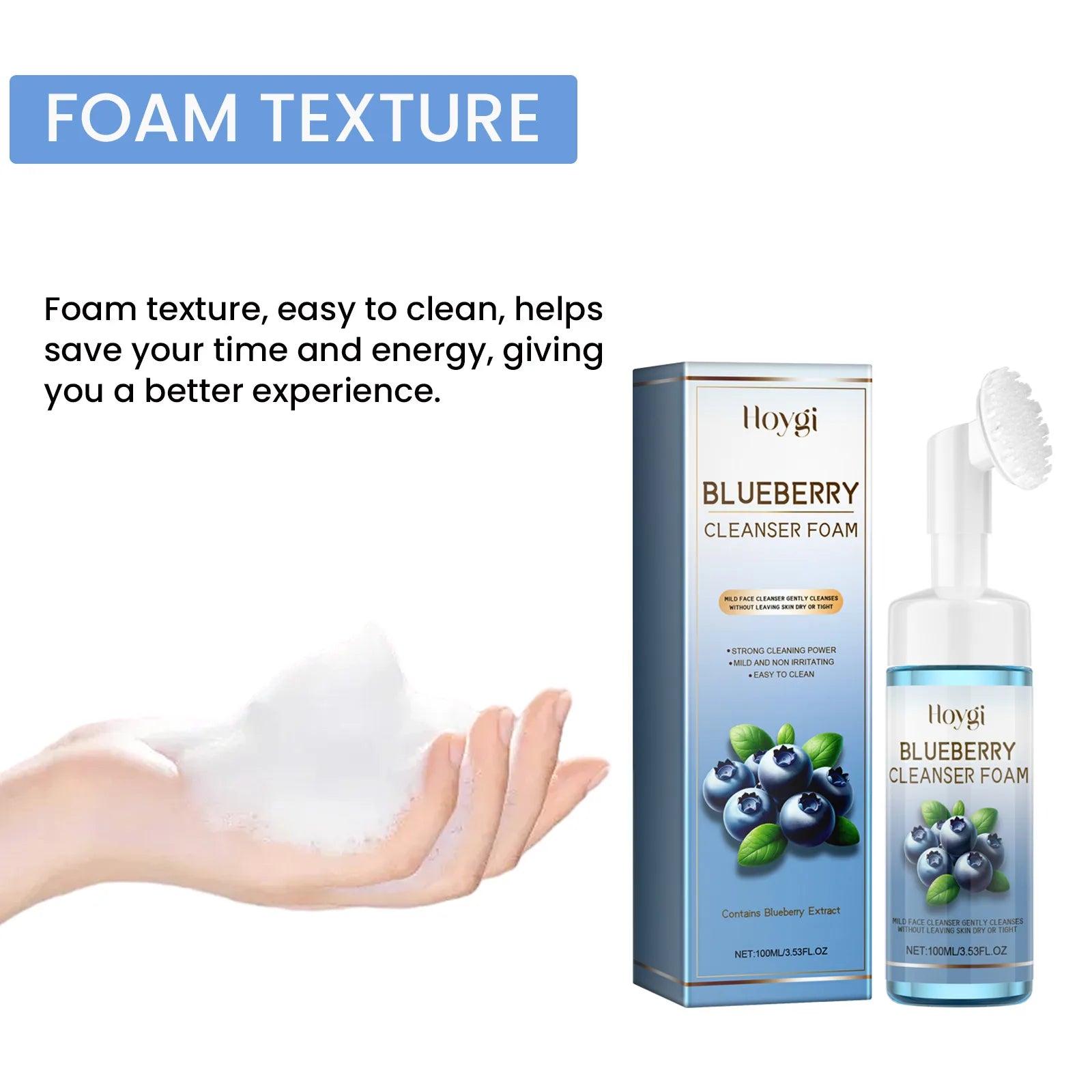 Blueberry Facial Cleanser with Pump Head Deep Cleansing Exfoliation Shrink Pores Scrub Moisturizing Oil Control Face Skin Care