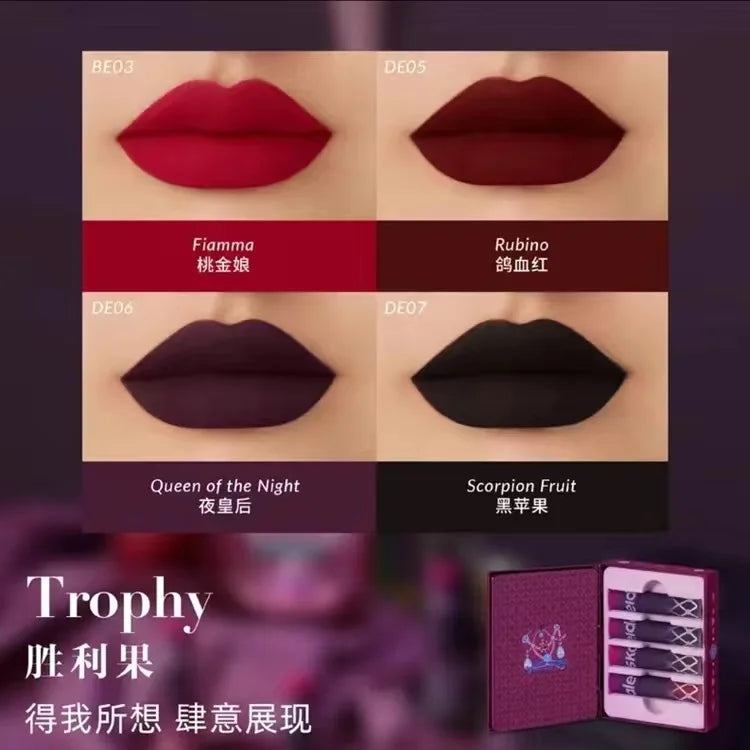 Kaleidos Lip Cream Set Matte Lipstick 4pcs Makeup Set Velvet Lip Mud Non Staying Cup Lip Glaze Lipgloss