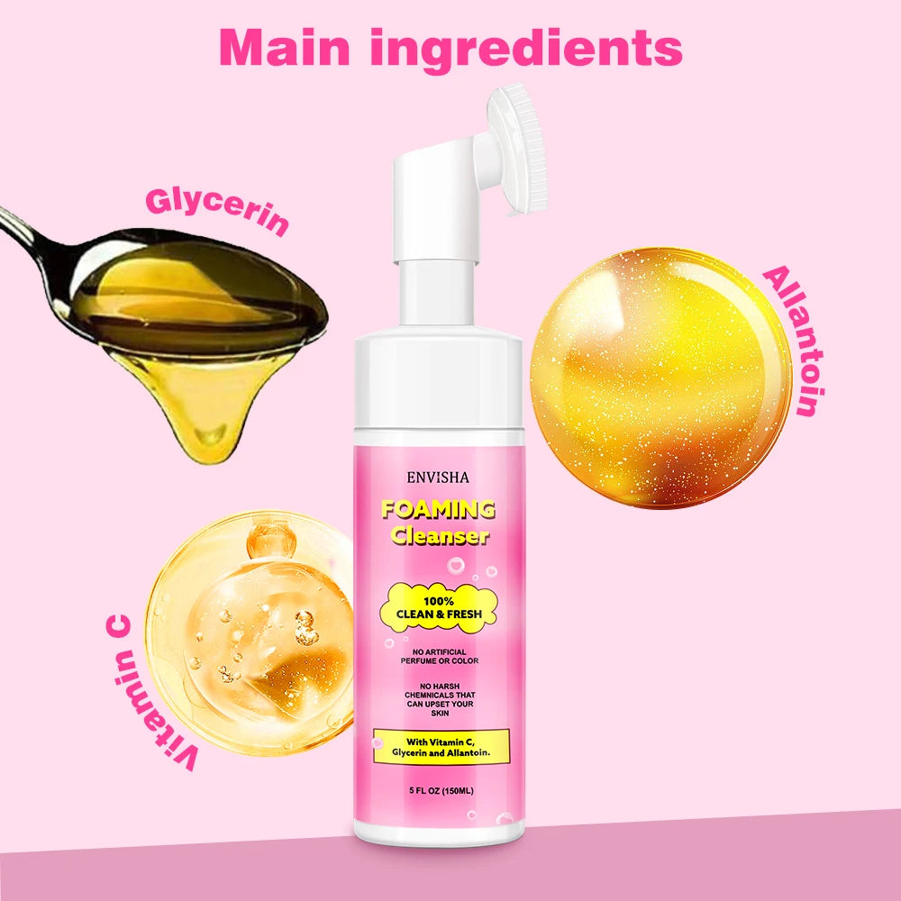 ENVISHA Face Skin Care Foaming Cleanser Oil Control Cleansing Exfoliating Mousse Smooth Moisturizing Whitening Shrinking Pores