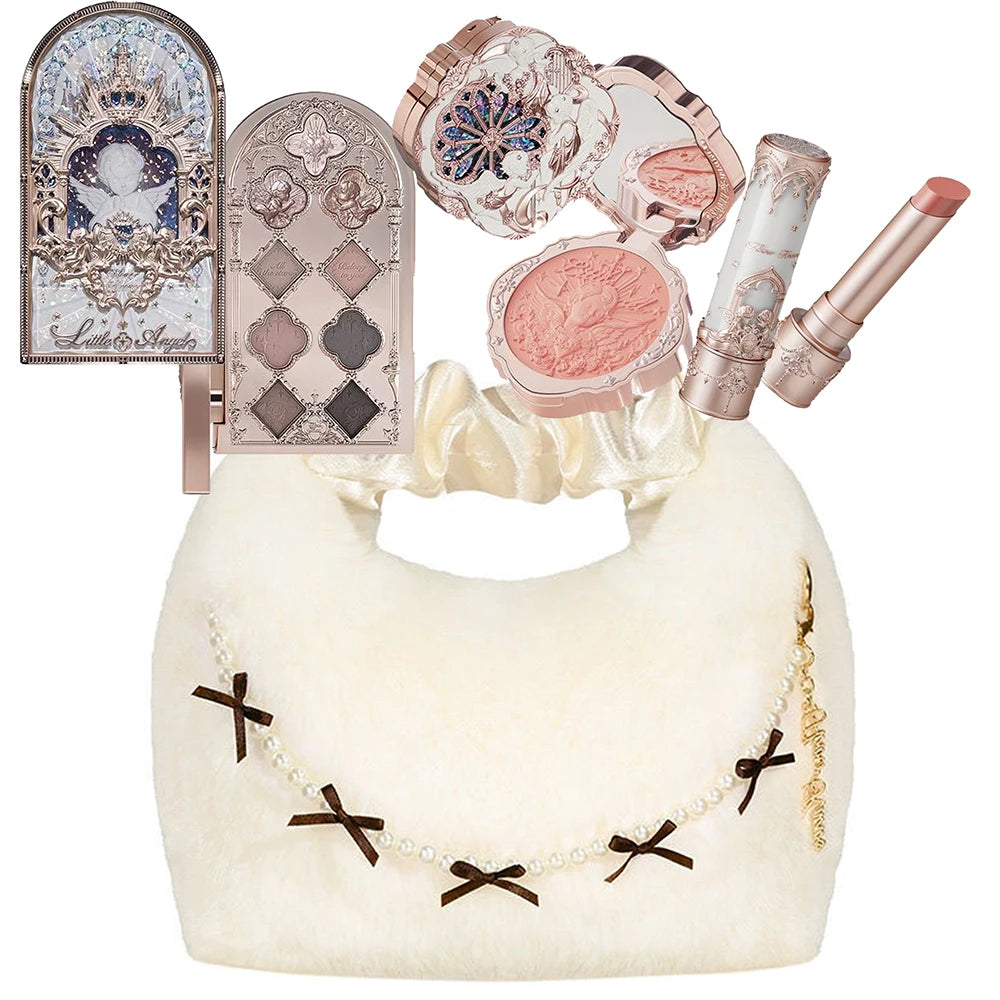 Flowerknows Little Angel Collection Makeup Set Eyeshadow Palette Matte Glow Shimmer Eye Shadow Velvet Lipstick Make Up Blush Kit