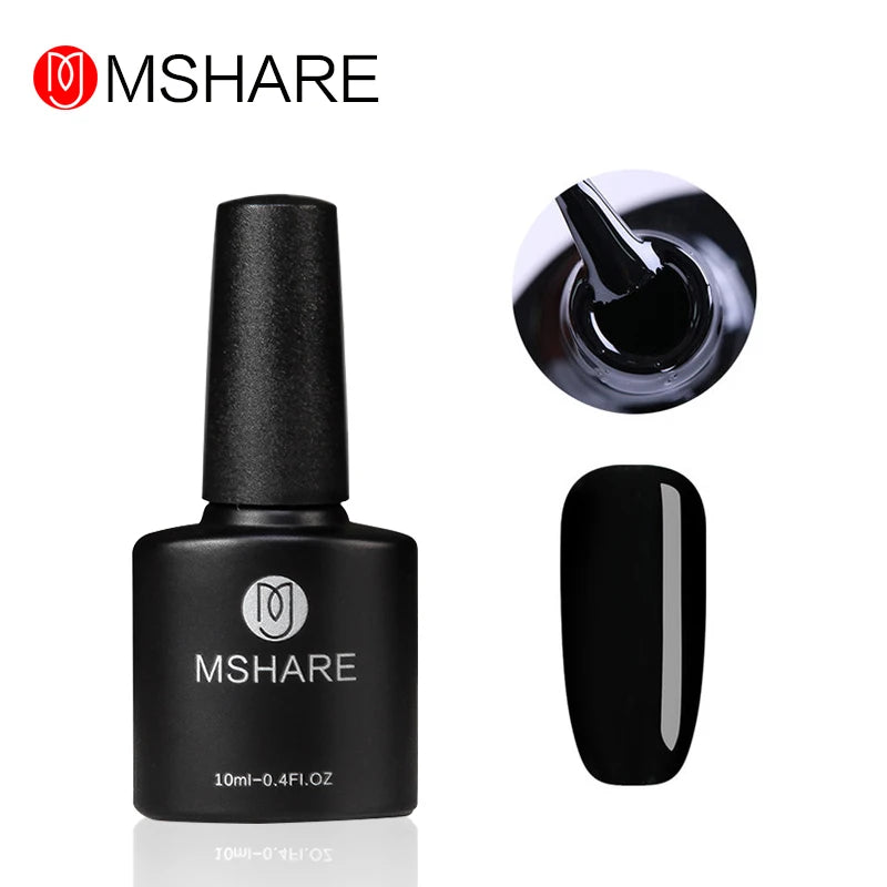 MSHARE 250ml Black White Nail Color Colour Milky White Gel Polish Semi Permanent Varnish Soak Off UV LED Nails