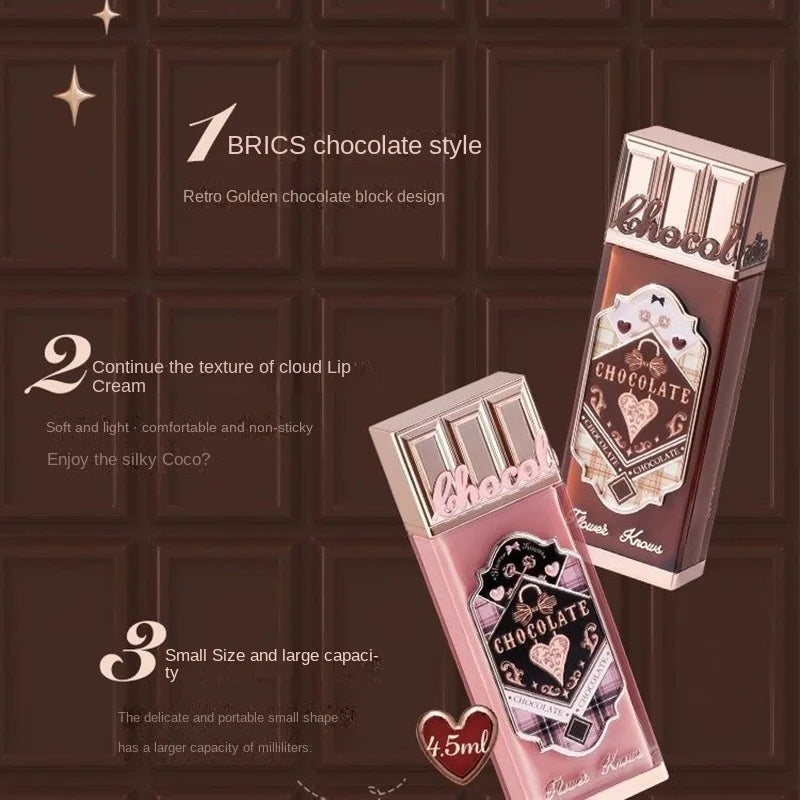 Flower Knows Chocolate Cloud Lip Cream Lightweight Matte Long Lasting Liquid Lipstick Makeup Lip Mud 4.5ml Waterproof