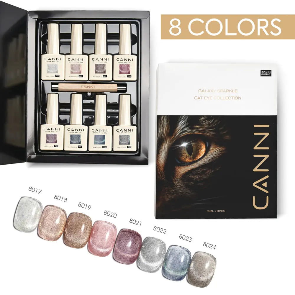HEMA FREE CANNI Nail Gel Polish VIP Kit 9ml Galaxy Sparkle Glitter Nail Gel Kit Soak Off UV LED Gel Varnish Pigmented Paint Set