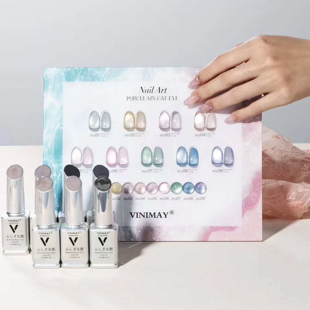 VINIMAY High Quality Porcelain Magnetic Gel Nail Set With Color Card Luxury Cat's Eye Gel Soak Off UV LED Nail Varnish UV Gel