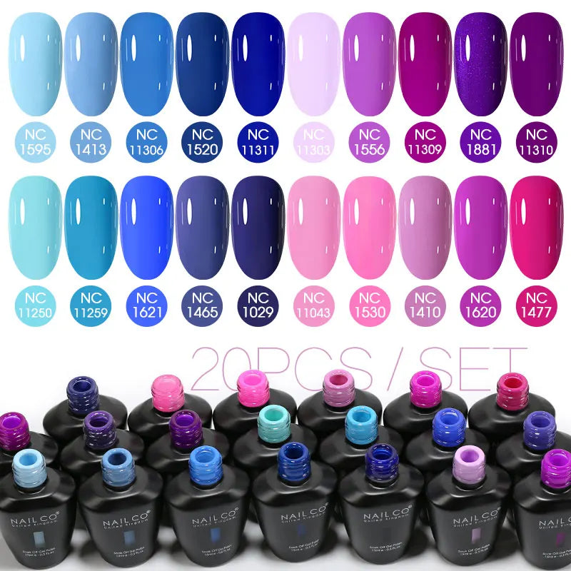NAILCO 20/30Pcs Fluorescent Color Gel Nail Polish Set Semi Permanent UV LED Varnish Nail Art Design Soak Off Nail Gel Set 15ml