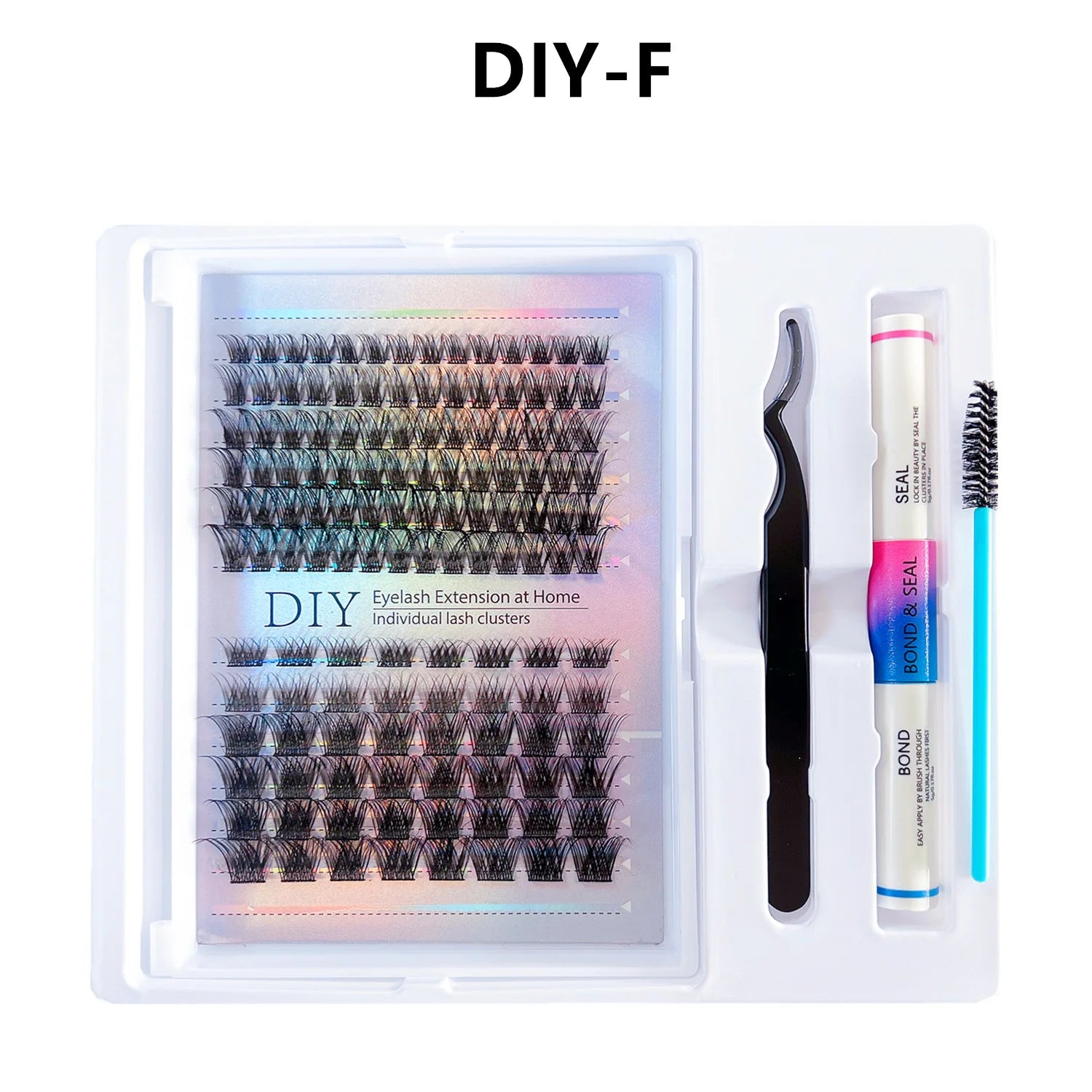 DIY 280 Cluster False Eyelash Extensions Kit Natural Soft Segmented Self grafting Lashes Bond and Seal Glue Brush Makeup Tools