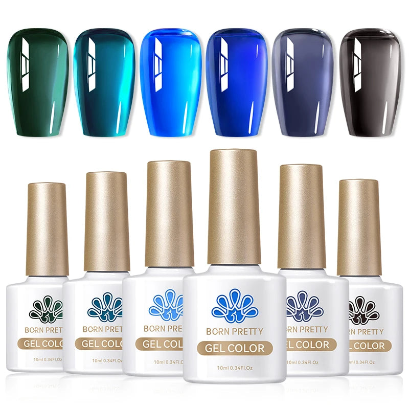 BORN PRETTY 6PCS Gel Polish Set 9D Polaris Cat Magnetic Soak Off UV LED Polish DIY Nail Art Manicure Varnish Base Top Coat