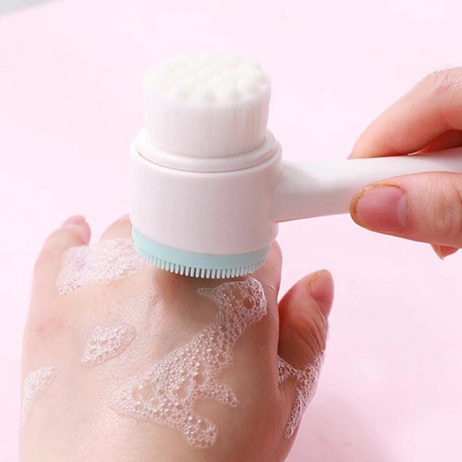 Double-sided Soft Silicone Facial Cleanser Brush for Deep Pore Cleansing and Gentle Exfoliation - 1 Piece