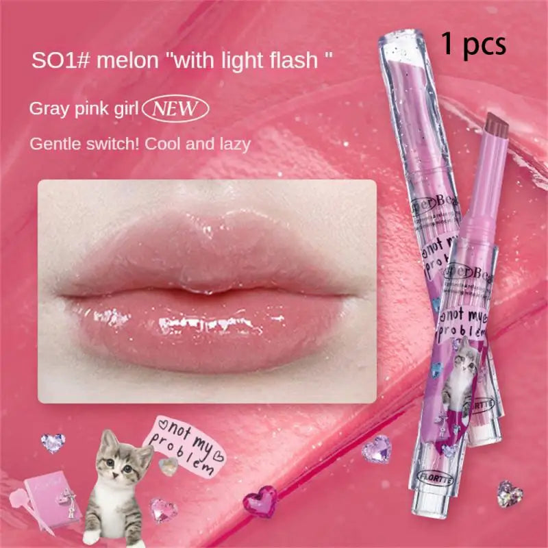 FLORTTE Love Shape Lipstick Flower Jelly Water Lip Gloss Clear Light Hydrating Lip Tint Non-stick Cup Korea Cosmetic