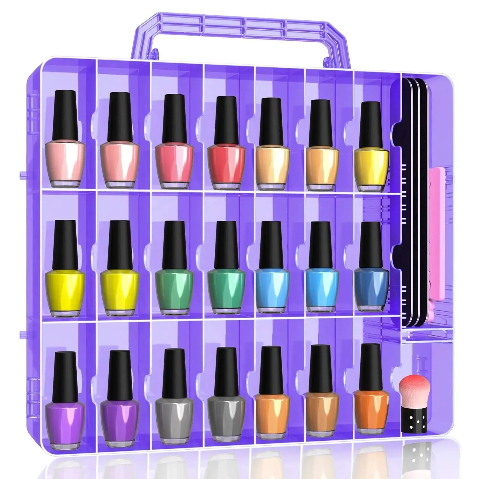 Portable Nail Polish Organizer Clear Double Side Nail Polish