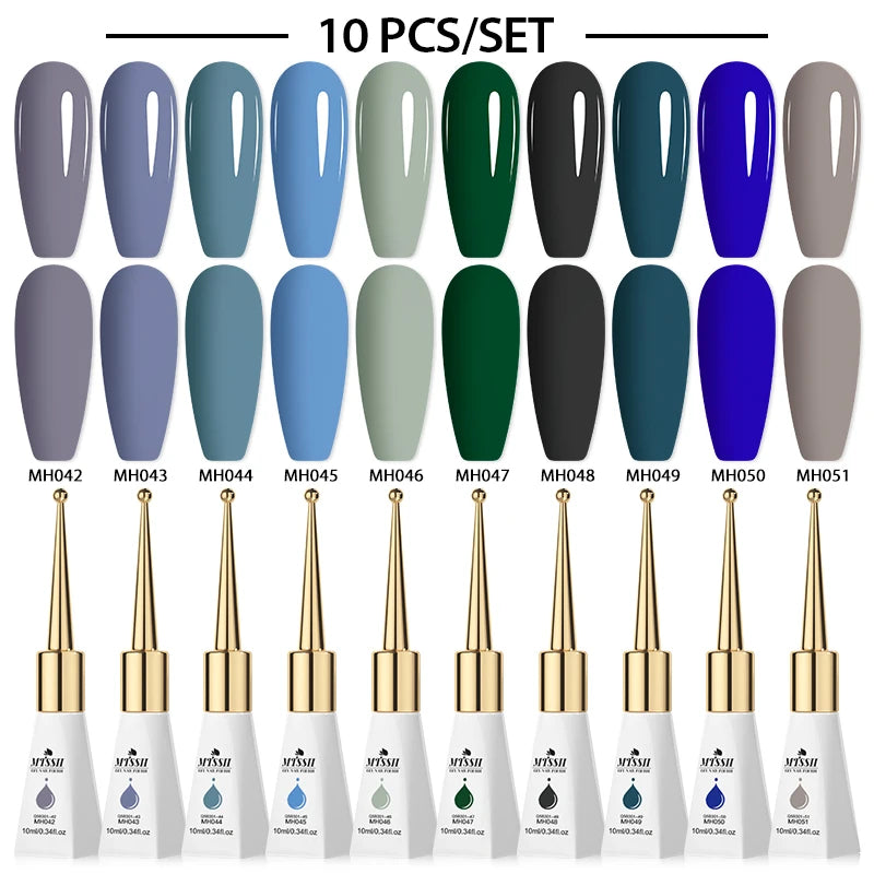 MTSSII 10Pcs/Set 10ml Glass Bottle Gel Nail Polish Nail Supplies Pink Nude Milky White UV Gel LED Nail Art Varnish For Nails