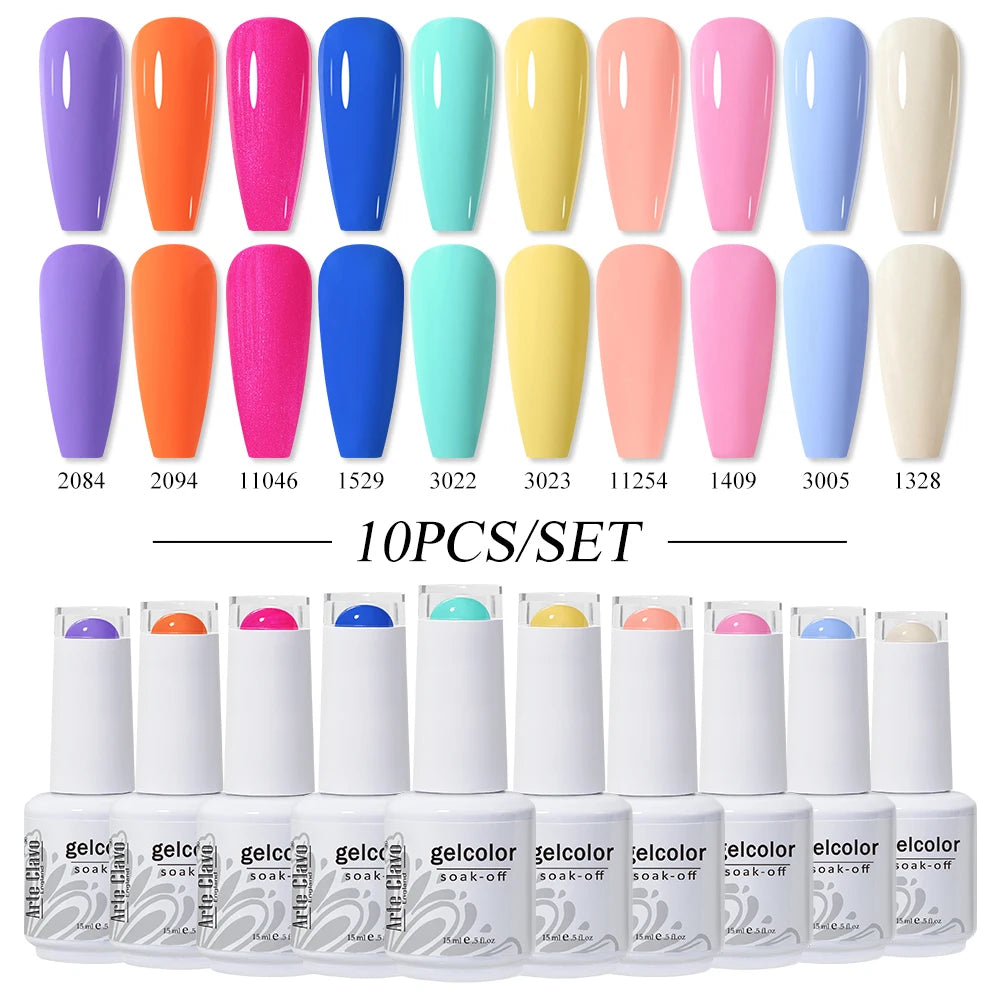 Arte Clavo 10/12/20pcs Gel Nail Polish Set 116 Colors Manicure Semi Permanent Soak Off UV  LED Design Nail Art Gel Varnish Kit