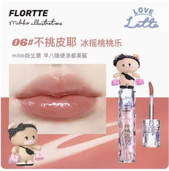 FLORTTE&MIKKO Mirror Lip Glaze Waterproof Translucent Lipstick Korean Makeup Lipgloss Lip Plumper Gloss, Moisturizing Lip Oil