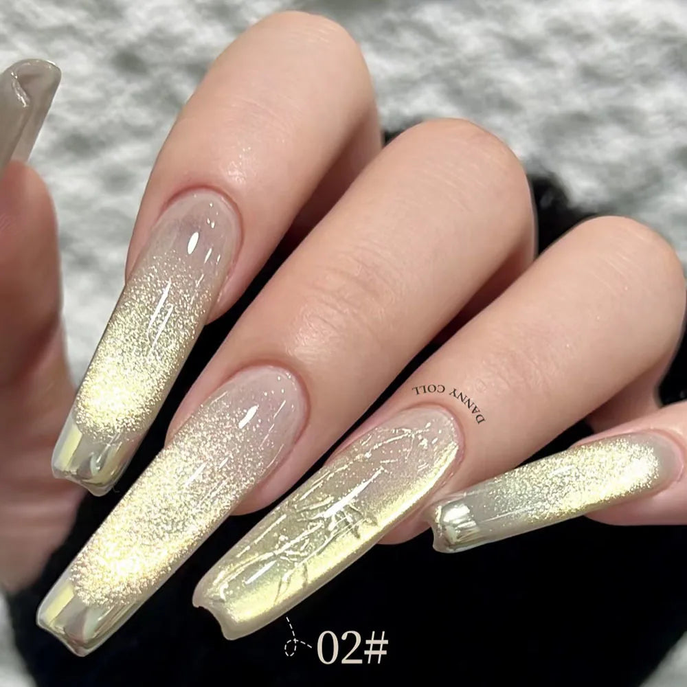 6pcs Sparkling Magnetic Gel 9D Flash Crystal Cat's Eye Gel Nail Polish Set With Sample Soak Off UV LED Cat Eye Varnish 15ml