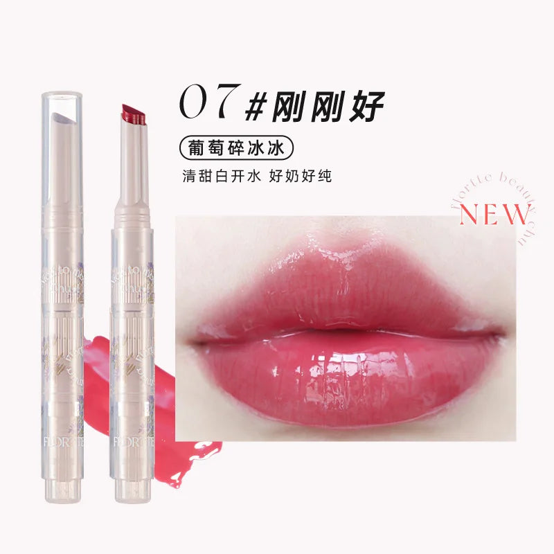 FLORTTE First Kiss Love Lipstick Pencil Lip Balm Mirror Shine Lip Glaze Lip Stick Korean Makeup Lipgloss