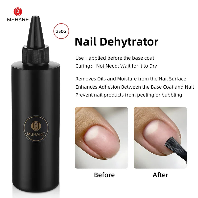 MSHARE Clear Rubber Base Gel Coat Thicker Nails Strengthen Alignment Base Soak Off 250ML Level Up