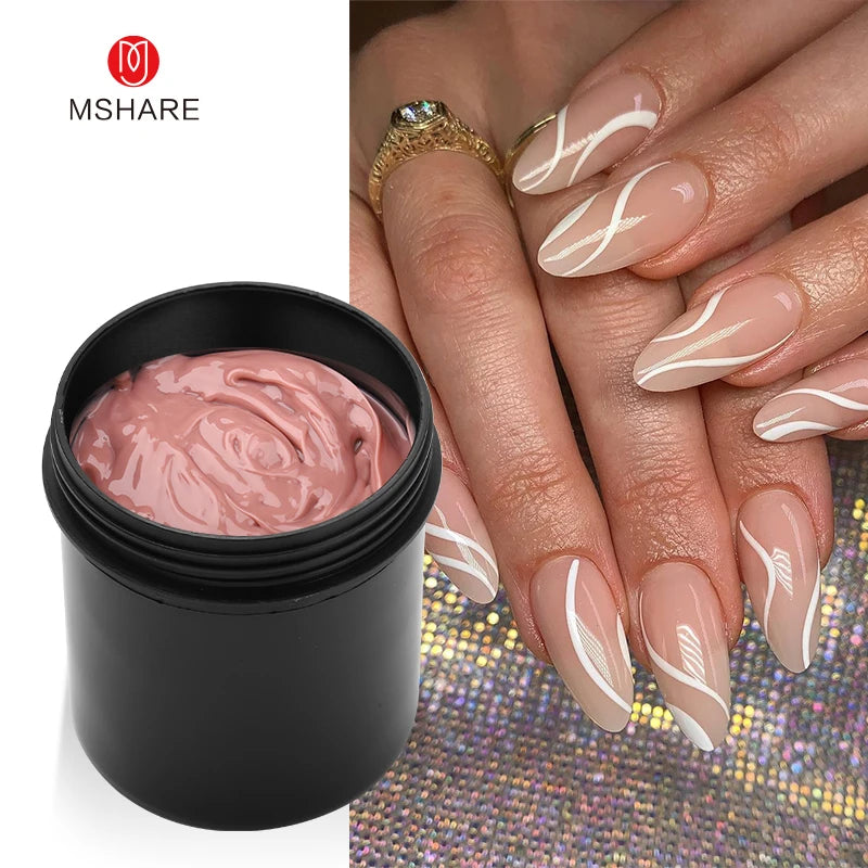 MSHARE 250g Natural Nude Translucent Hard Builder Jelly Gel Not Flow Nail Extension Stretching Construction Repair Broken