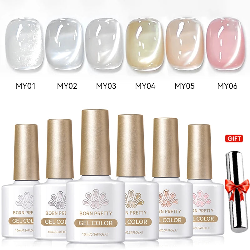 BORN PRETTY 6PCS Gel Polish Set 9D Polaris Cat Magnetic Soak Off UV LED Polish DIY Nail Art Manicure Varnish Base Top Coat