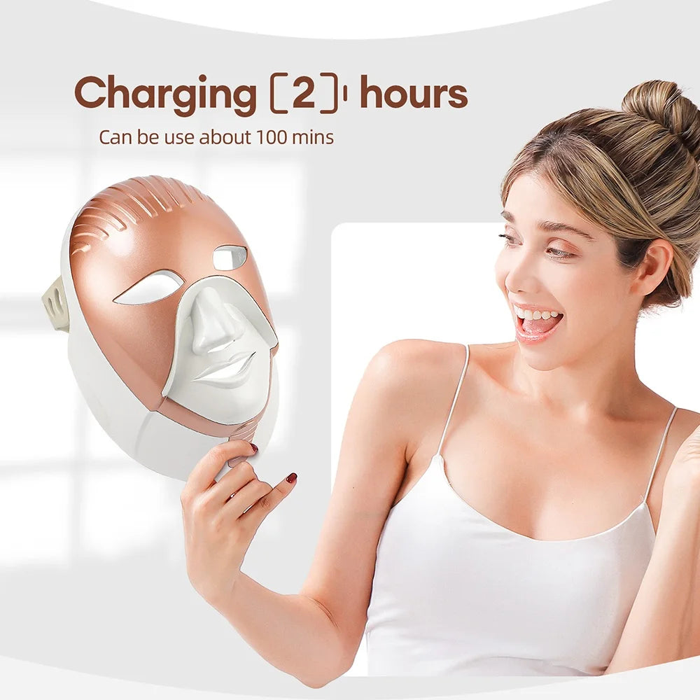 Foreverlily Mascarilla facial LED Wireless 7 Colors Photon Skin Care