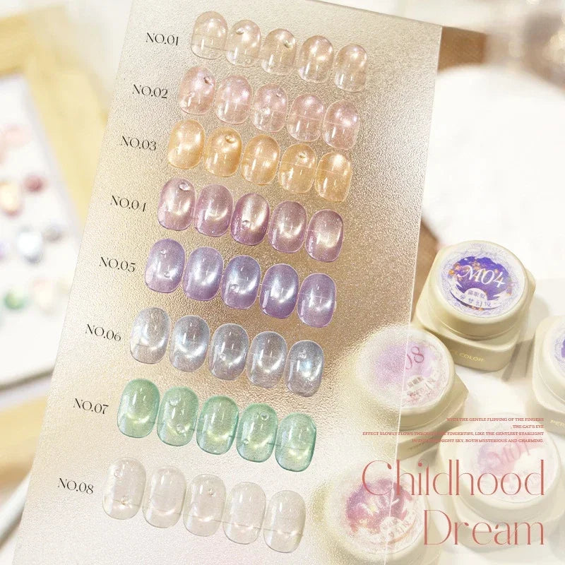 8 Colors Clear Cat Eye Nail Gel Polish Jelly Crystal UV Soak Off Gel Varnish Magnetic Nail Art Gel Lacquer All for Manicure 5ml