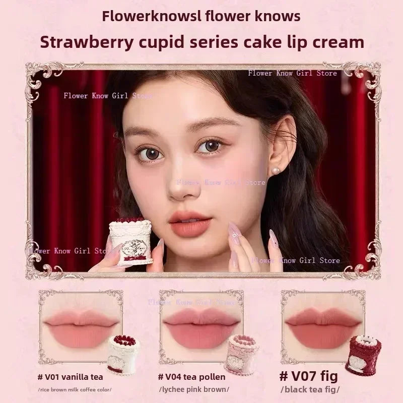 Flower Know Strawberry Cupid Makeup Gif Box Eyeshadow Liquid Cheeks Red Lips Clay Powder 9pcs/ set