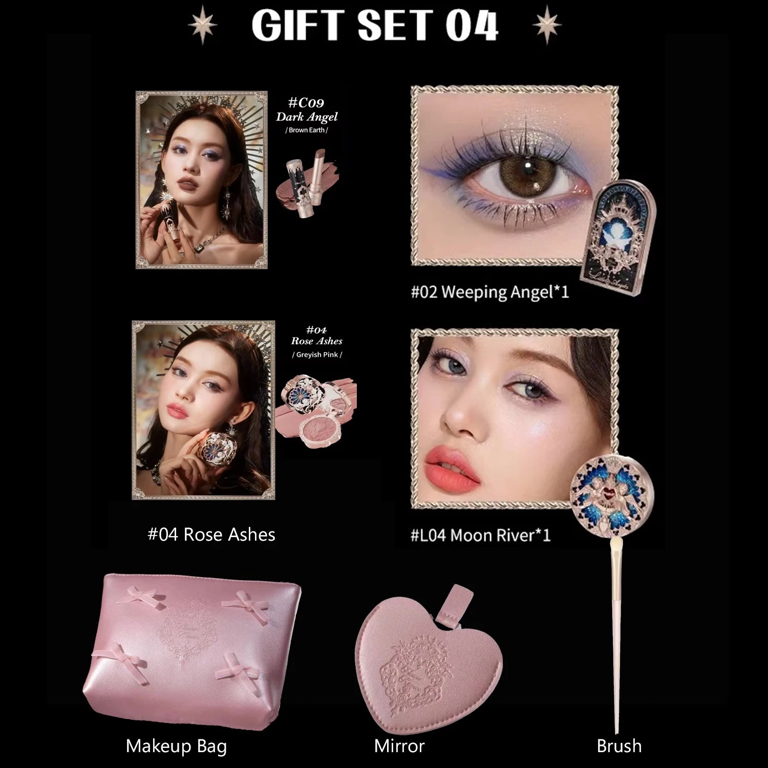Flower Know Makeup Set Little Angel Collection Make Up Gift Box Eye Shadow Blush Matte Lipstick Highlighter Full Kit All In One