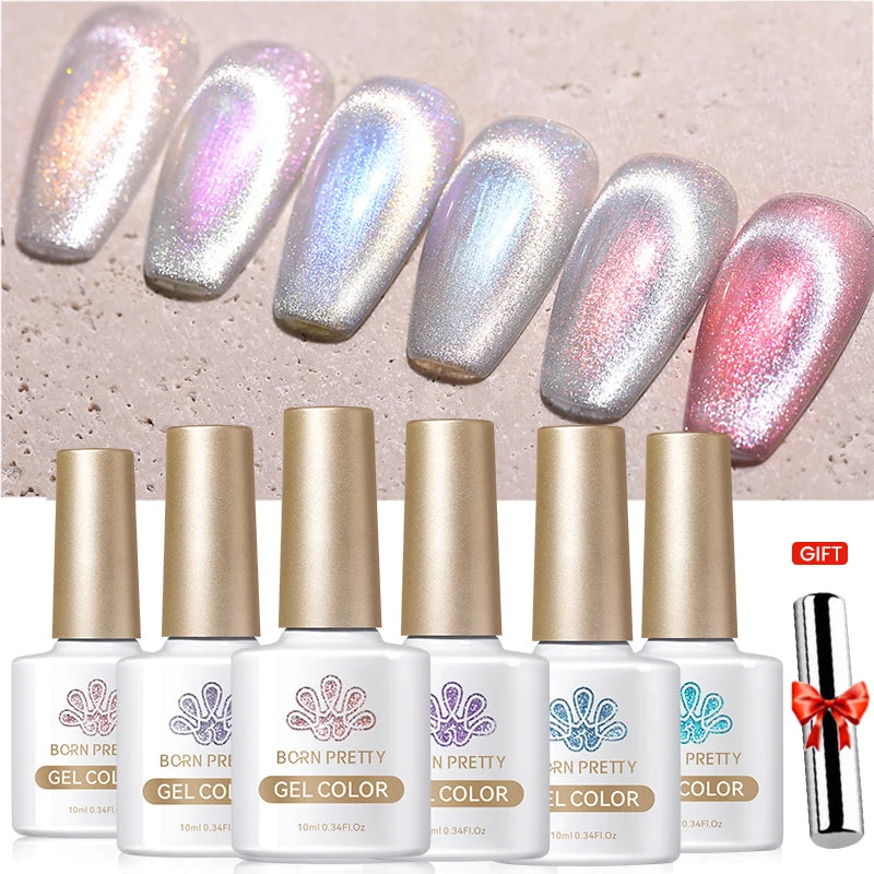 BORN PRETTY 6PCS Gel Polish Set 9D Polaris Cat Magnetic Soak Off UV LED Polish DIY Nail Art Manicure Varnish Base Top Coat