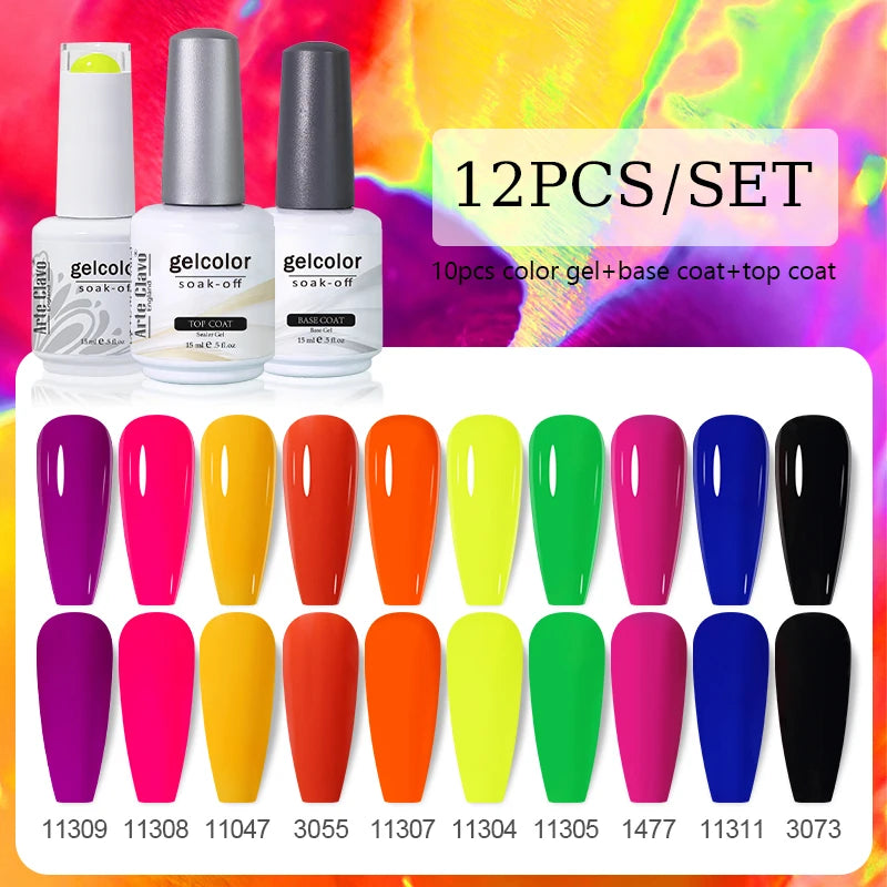 Arte Clavo 10/12/20pcs Gel Nail Polish Set 116 Colors Manicure Semi Permanent Soak Off UV  LED Design Nail Art Gel Varnish Kit