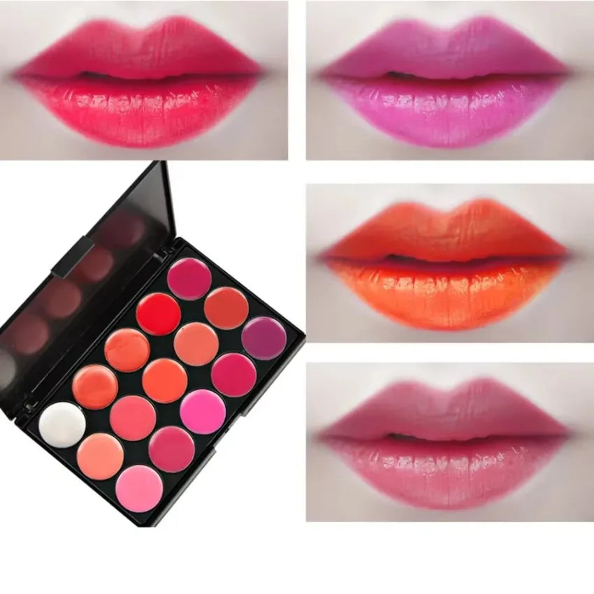 Private Label Non-fading 15-colors Lipstick Cream Palette Waterproof Moisturizing Hydrating Easy To Colored Lipstick Makeup Bulk