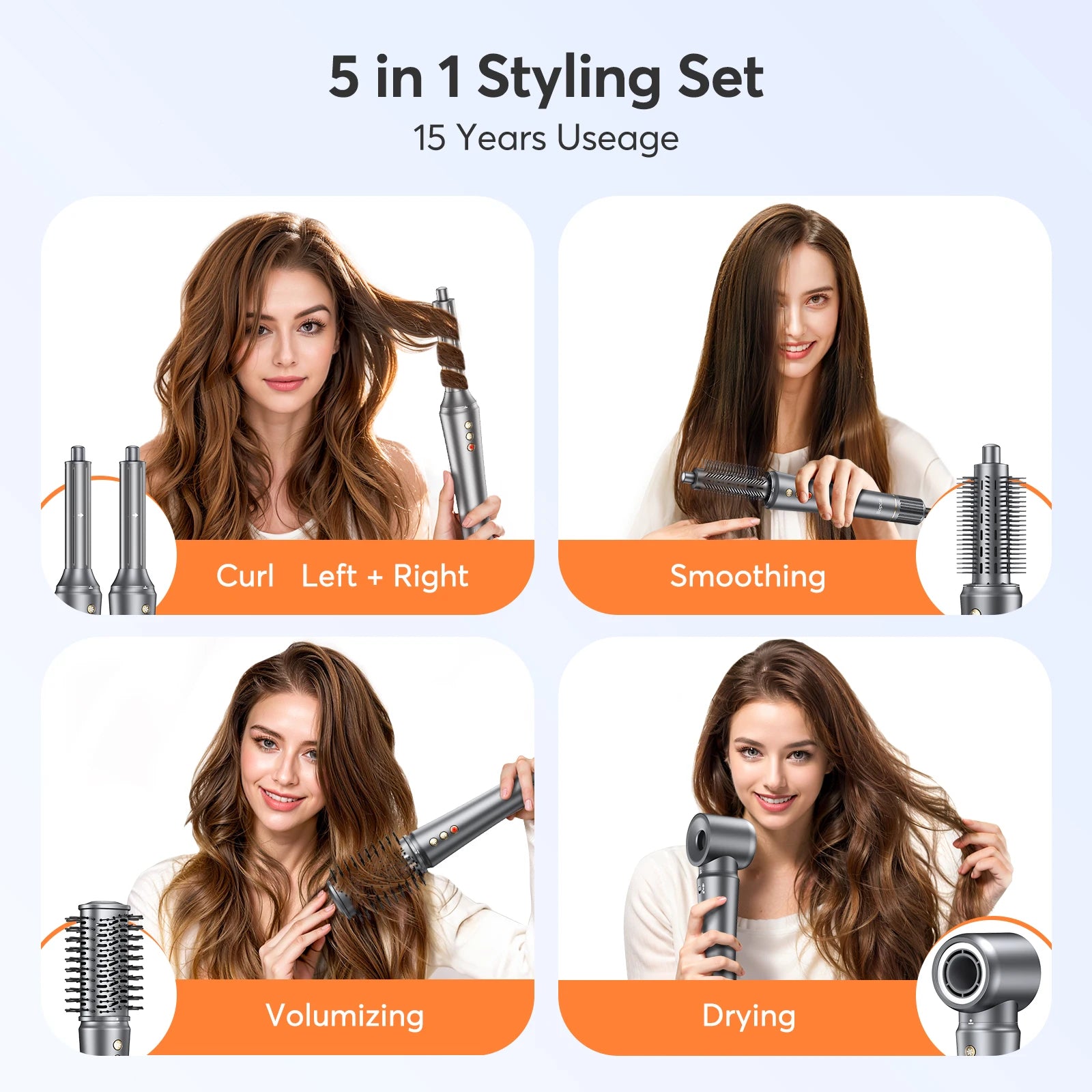 Bopcal 5 In 1 Hair Dryer Hot Air Comb Electric Hair Curling Iron