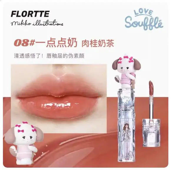 FLORTTE&MIKKO Mirror Lip Glaze Waterproof Translucent Lipstick Korean Makeup Lipgloss Lip Plumper Gloss, Moisturizing Lip Oil