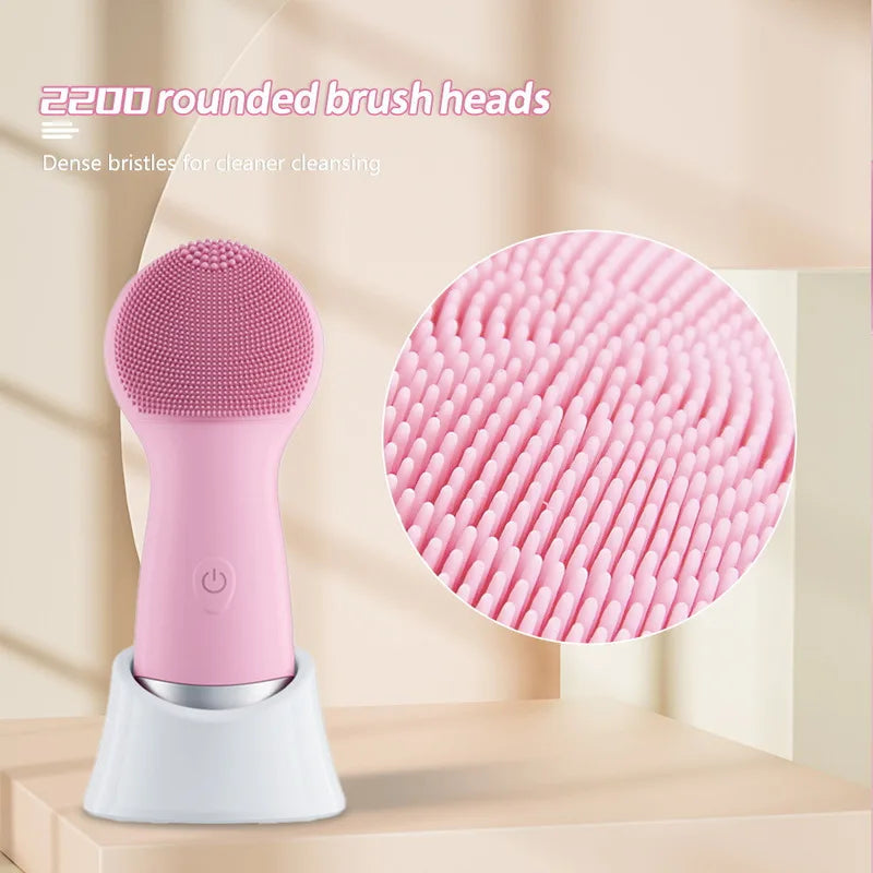 Electric Silicone Pore Cleaner Face Washing Device Household Sonic Facial Cleanser Ultrasonic Vibration Facial Cleansing Brushes