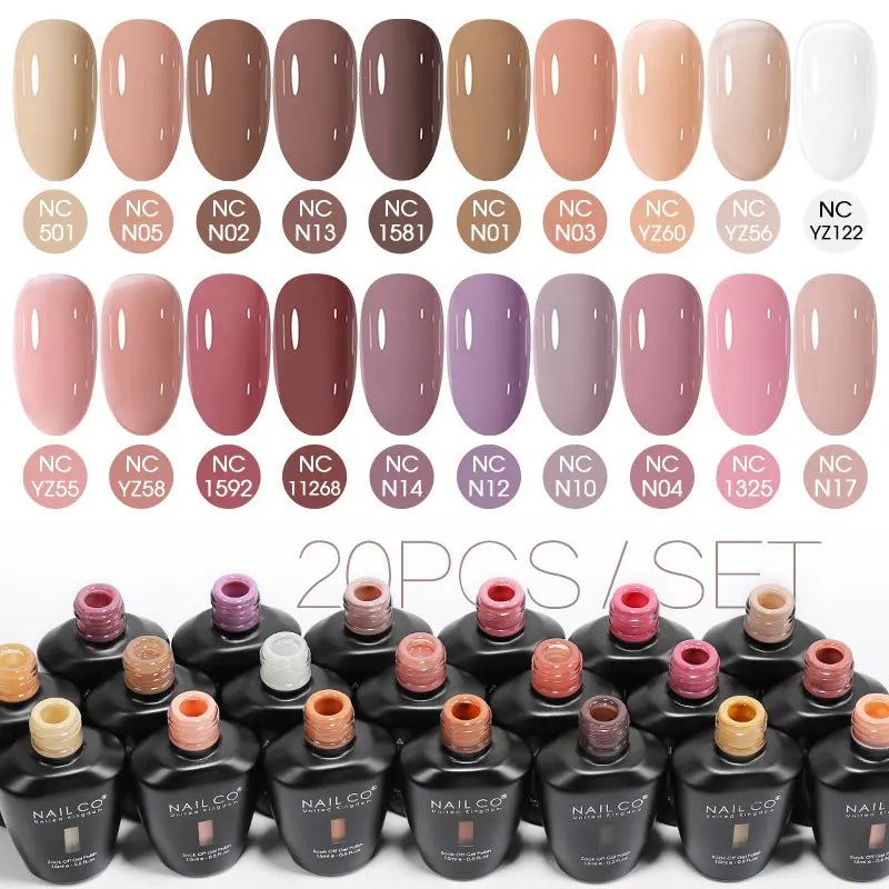 NAILCO 20/30Pcs Fluorescent Color Gel Nail Polish Set Semi Permanent UV LED Varnish Nail Art Design Soak Off Nail Gel Set 15ml